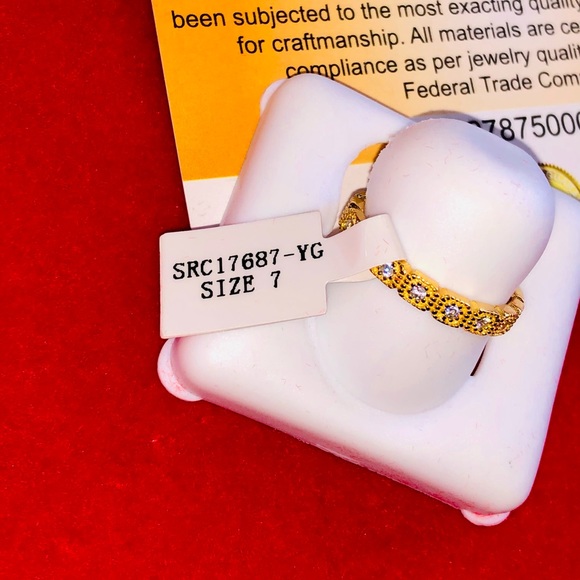 18k yellow gold vermeil eternity band Swarovski Crystal ring best Christmas gift - Picture 3 of 5